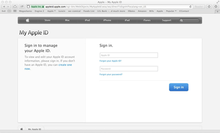 Apple ID Sign In Page